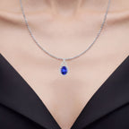 Tanzanite Pendant With Diamonds 4.02 Carats 14K White Gold