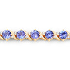Tanzanite Tennis Bracelet Diamonds 6.9 Carats 14K Yellow Gold