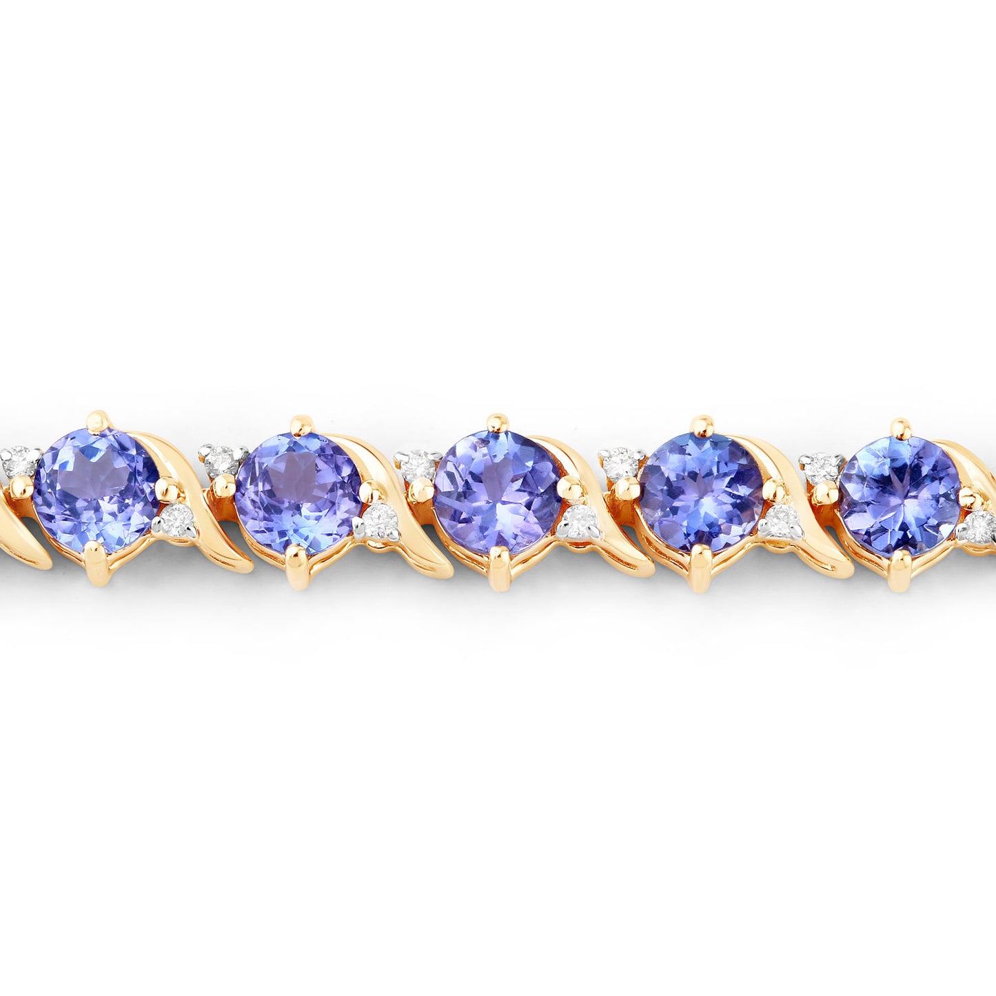 Tanzanite Tennis Bracelet Diamonds 6.9 Carats 14K Yellow Gold