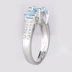 Blue Topaz Ring With White Topaz 1.93 Carats Sterling Silver