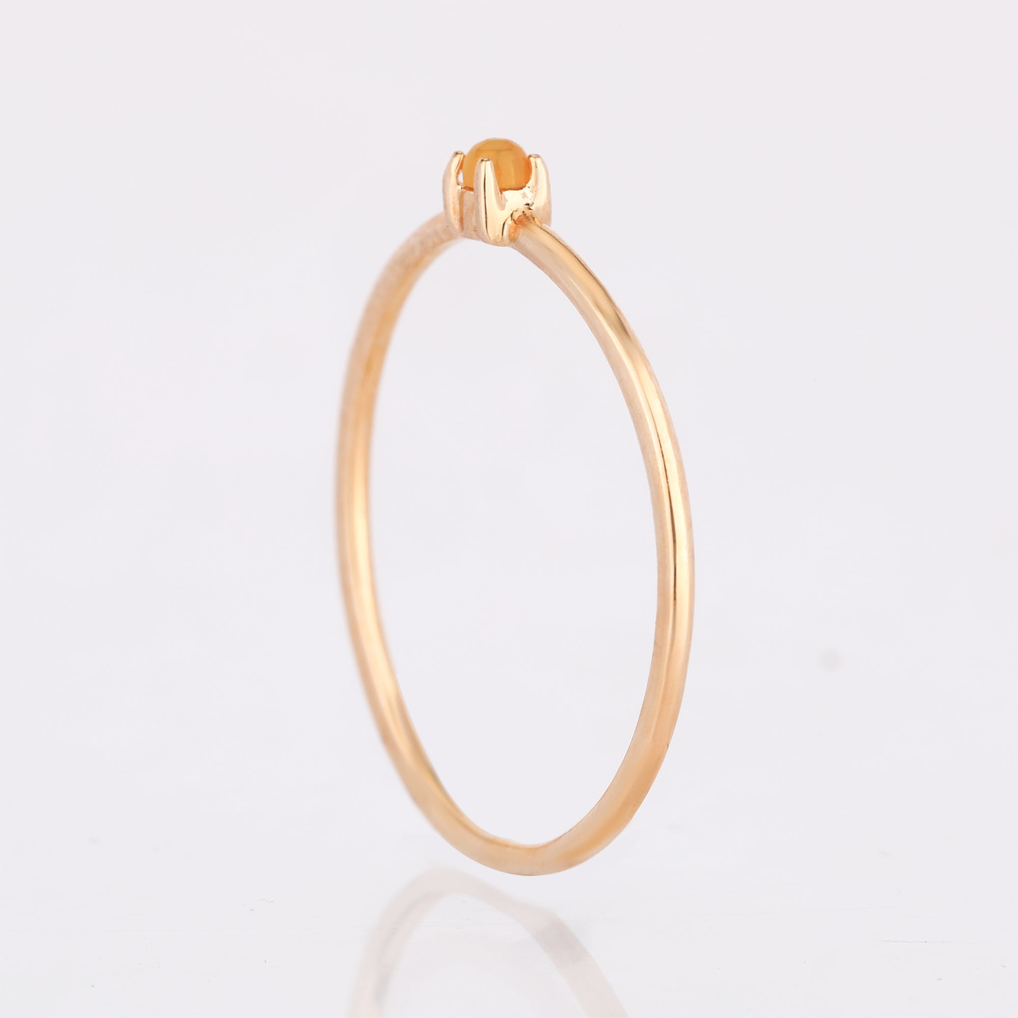 Natural Ethiopian Opal Ring 0.03 Carats 9K Yellow Gold