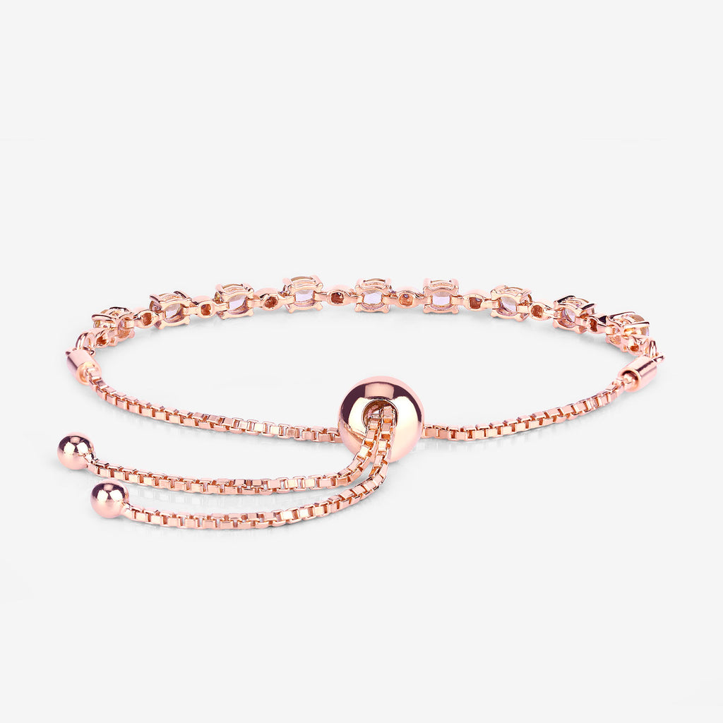 Morganite Bracelet With Diamonds 1.36 Carats Gold Plated Silver