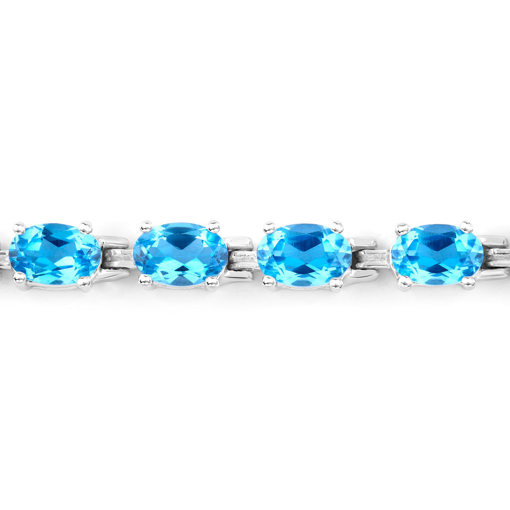 Swiss Blue Topaz Tennis Bracelet 10.7 Carats Sterling Silver