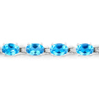 Swiss Blue Topaz Tennis Bracelet 10.7 Carats Sterling Silver