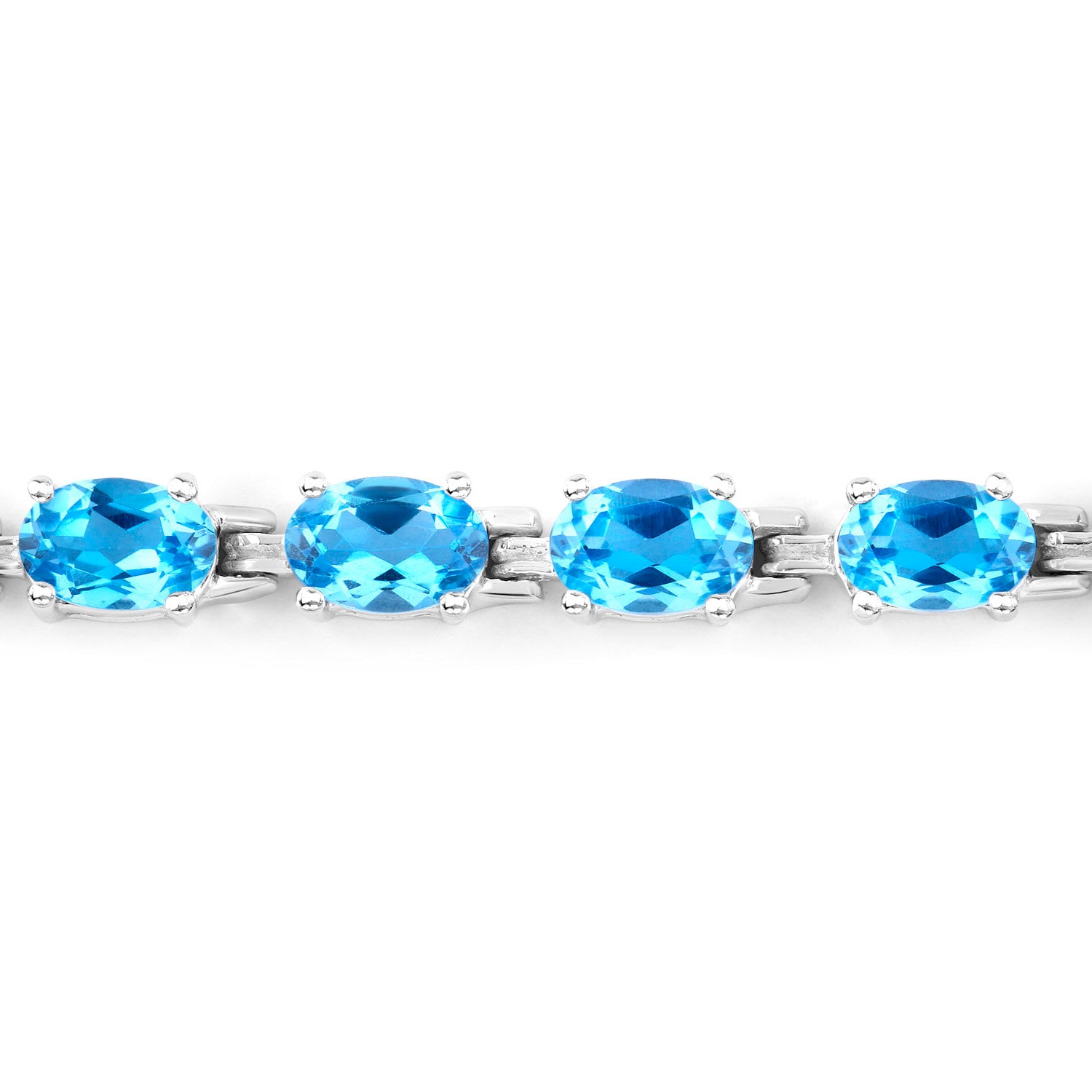 Swiss Blue Topaz Tennis Bracelet 10.7 Carats Sterling Silver