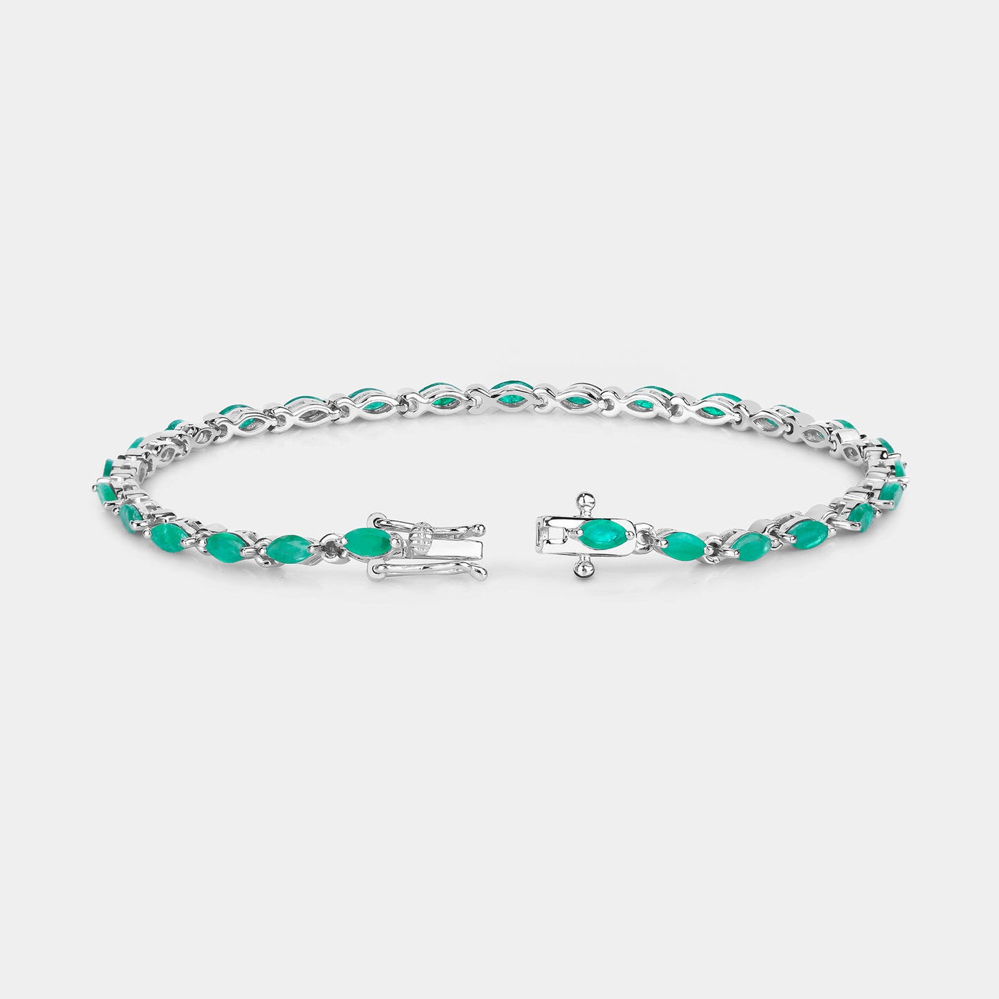 Zambian Emerald Link Bracelet 3.23 Carats Sterling Silver