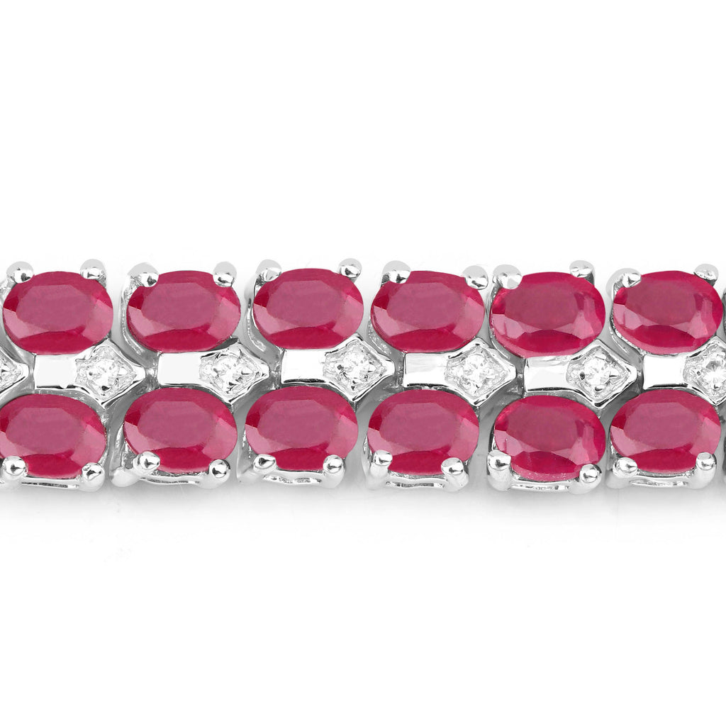 Ruby Tennis Bracelet With White Topaz 20 Carats Sterling Silver