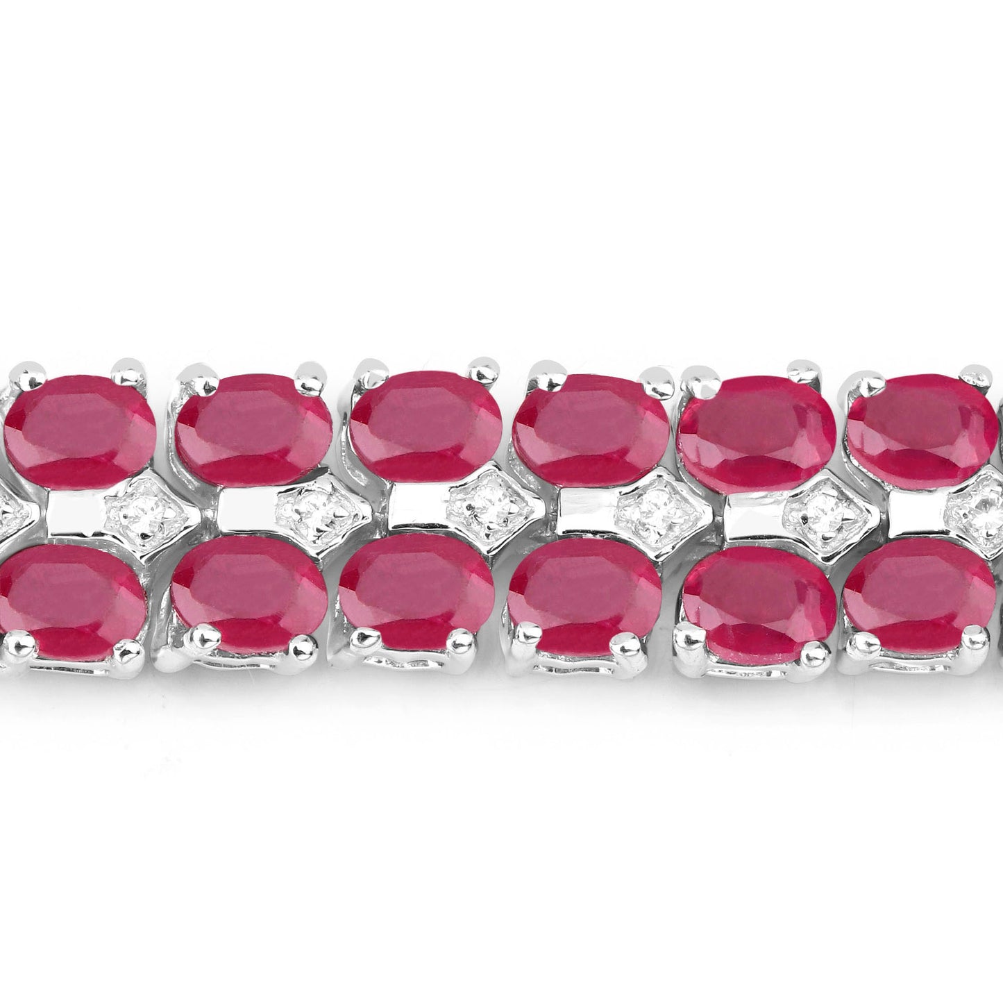 Ruby Tennis Bracelet With White Topaz 20 Carats Sterling Silver