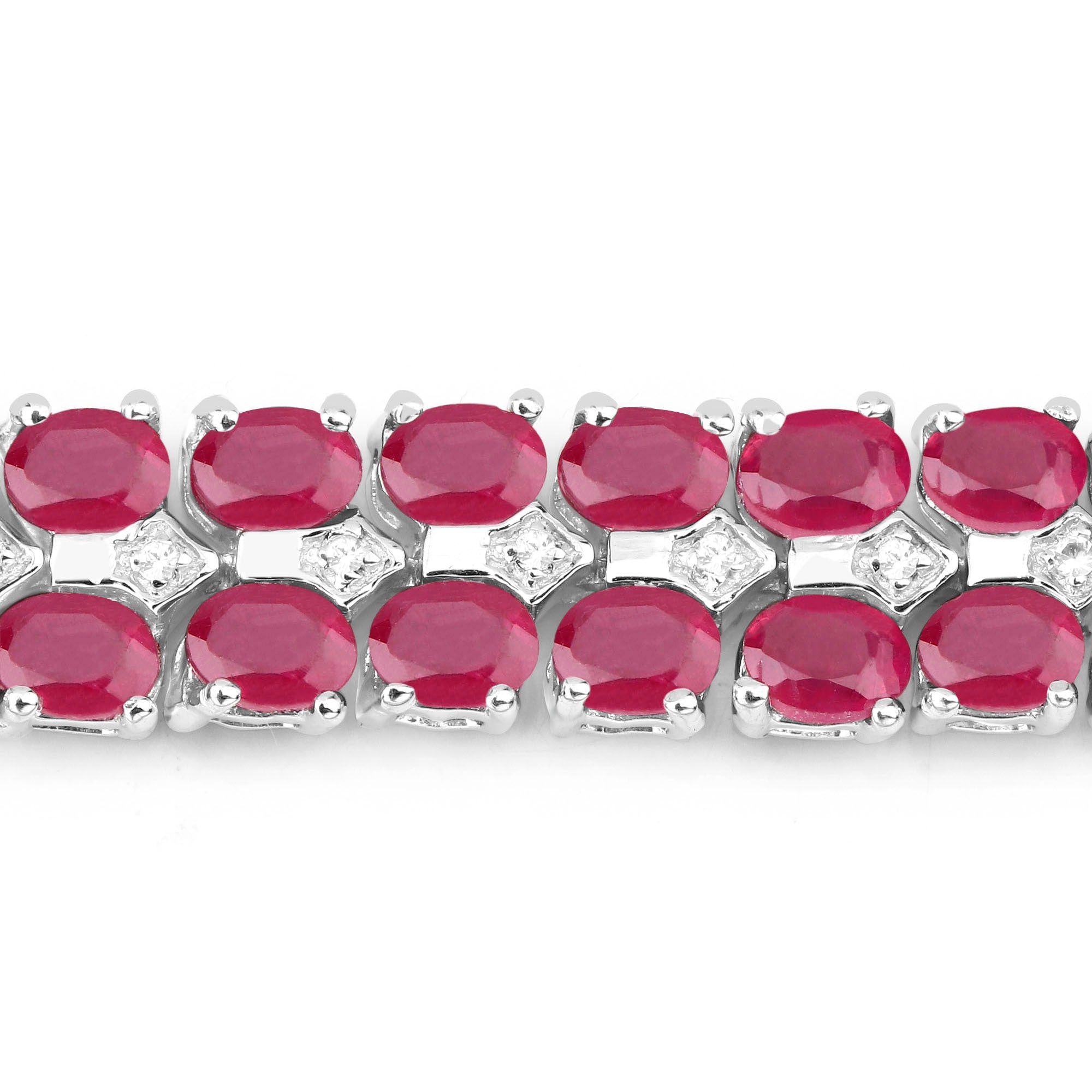 Ruby Tennis Bracelet With White Topaz 20 Carats Sterling Silver