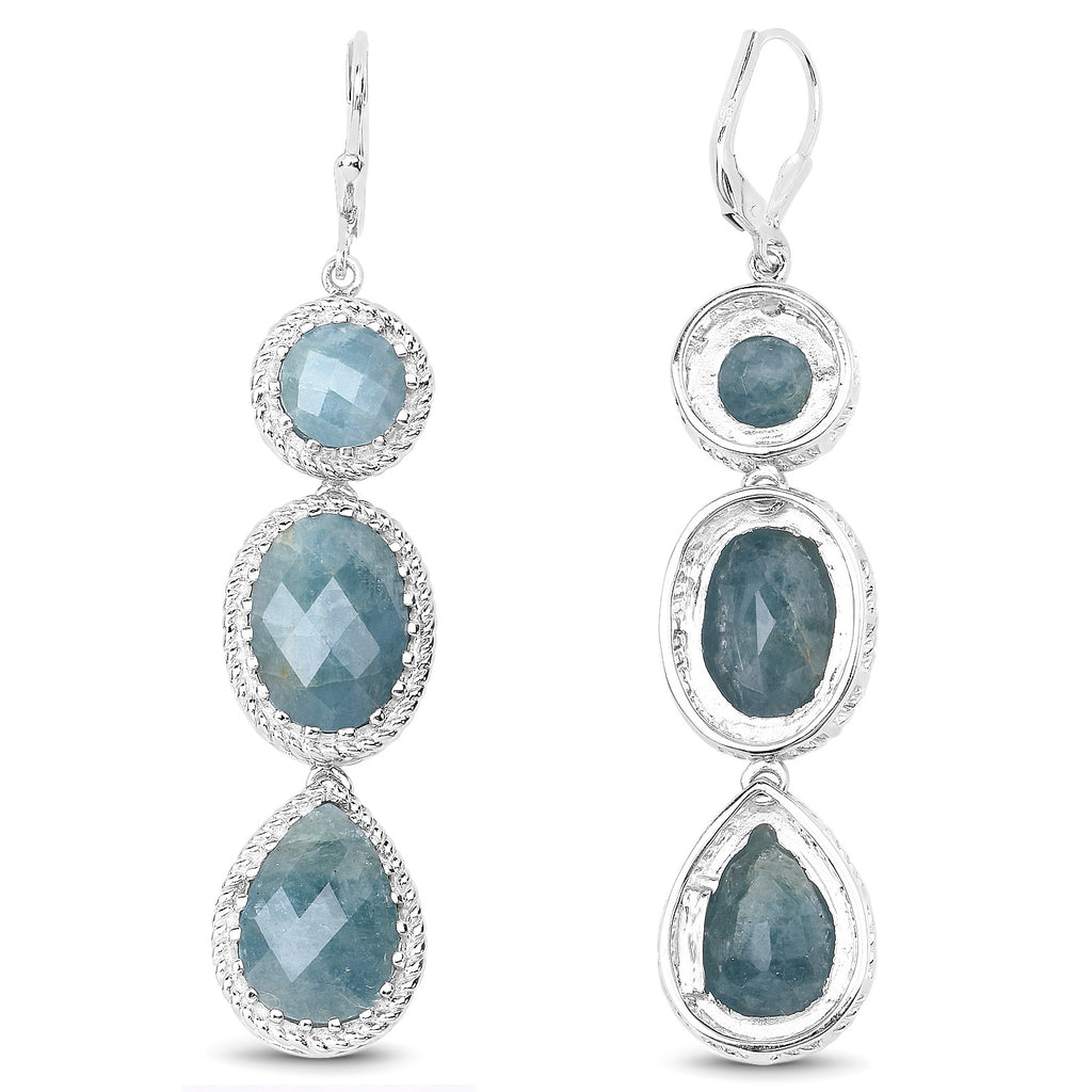Aquamarine Earrings 23.9 Carats Sterling Silver