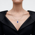 Blue Sapphire Pendant With Diamonds 2.82 Carats 18K White Gold