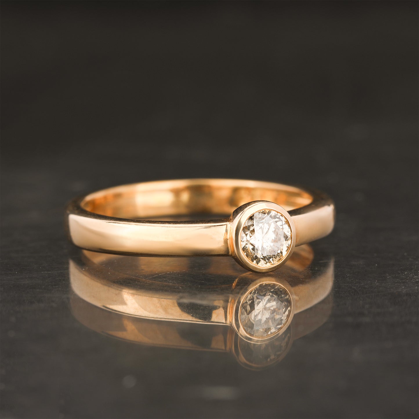Light Brown Diamond Ring 0.25 Carats 9K Yellow Gold