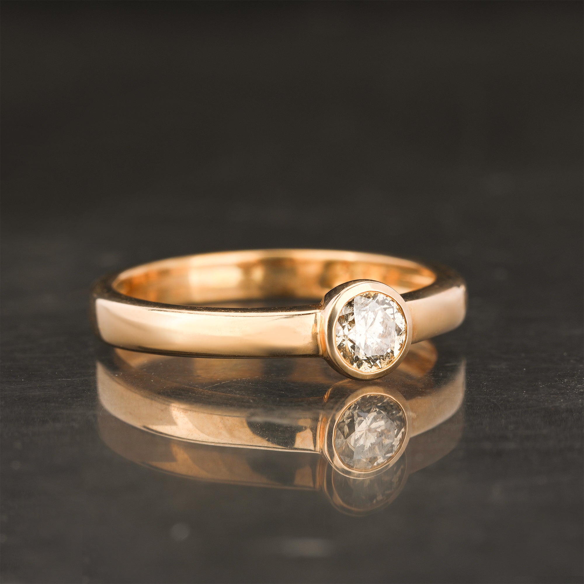Light Brown Diamond Ring 0.25 Carats 9K Yellow Gold