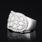 Natural Opal Ring With White Topaz 1.92 Carats Sterling Silver