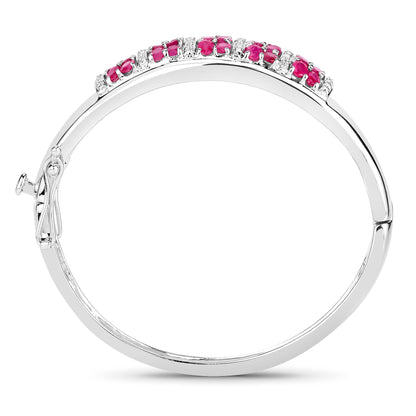 Ruby Bracelet With White Topaz 6.62 Carats Sterling Silver