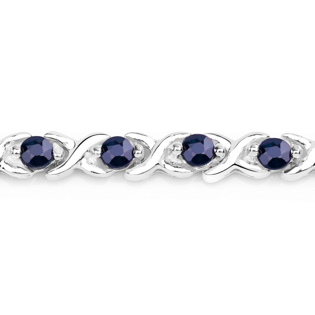 Blue Sapphire Tennis Bracelet 2.2 Carats Sterling Silver