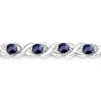 Blue Sapphire Tennis Bracelet 2.2 Carats Sterling Silver