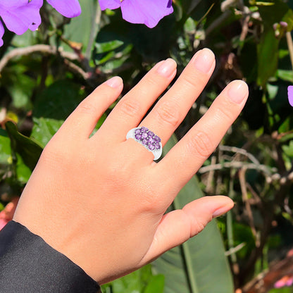 Amethyst Cluster Ring 1.58 Carats Sterling Silver