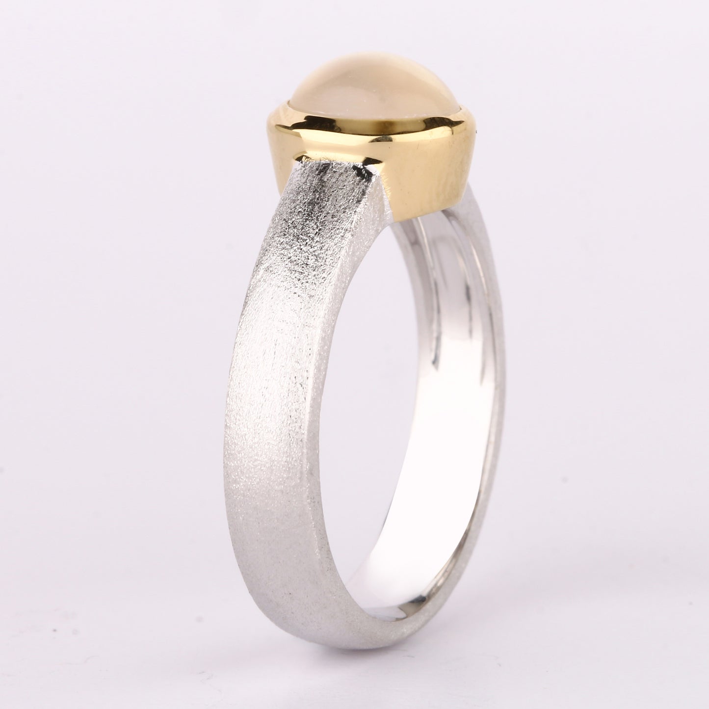 White Moonstone Ring 1.30 Carats Gold Plated Silver