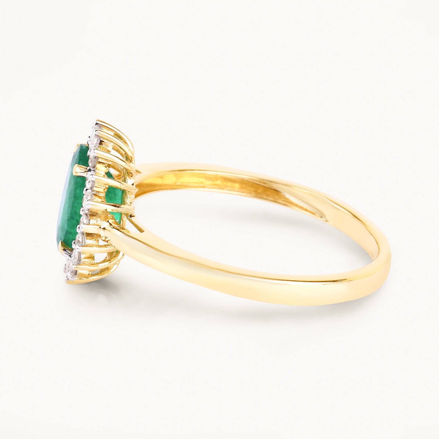 Natural Zambian Emerald Ring With Diamonds 1.30 Carats 14K Yellow Gold