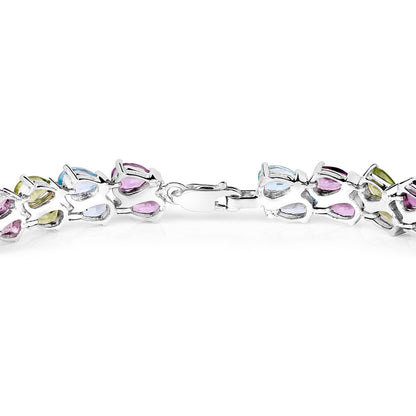 Mixed Gemstone Tennis Bracelet Amethyst Topaz Peridot 23.4 Carats Silver