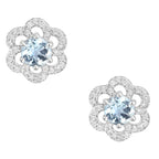 Aquamarine Earrings With Diamonds 0.58 Carats 14K White Gold