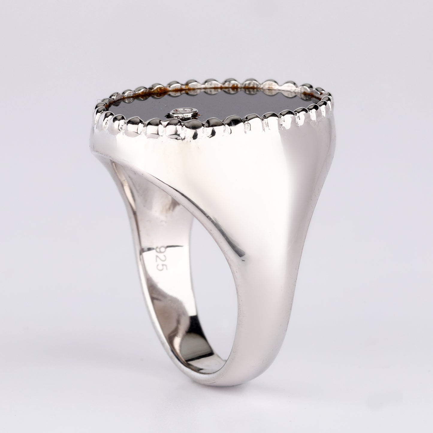 Black Onyx Ring With Diamonds 1.86 Carats Sterling Silver