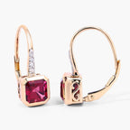 Rubellite Earrings With Diamonds 2.53 Carats 14K Yellow Gold