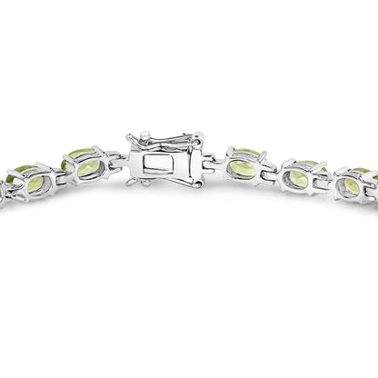 Peridot Tennis Bracelet 9.45 Carats Sterling Silver