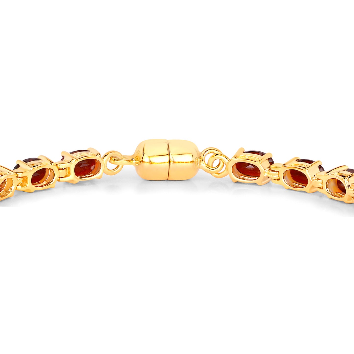 Garnet Tennis Bracelet 10.1 Carats Gold Plated Silver