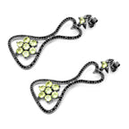 Peridot Earrings With Black Spinel 6.9 Carats Sterling Silver