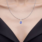 Tanzanite Pendant With Diamonds 3.08 Carats 14K White Gold
