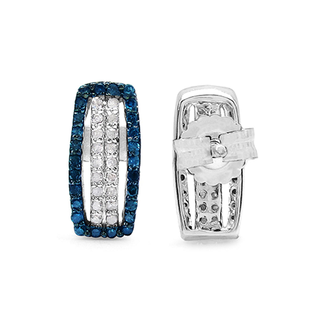 Blue Diamonds Earrings With White Diamonds 0.44 Carats Sterling Silver