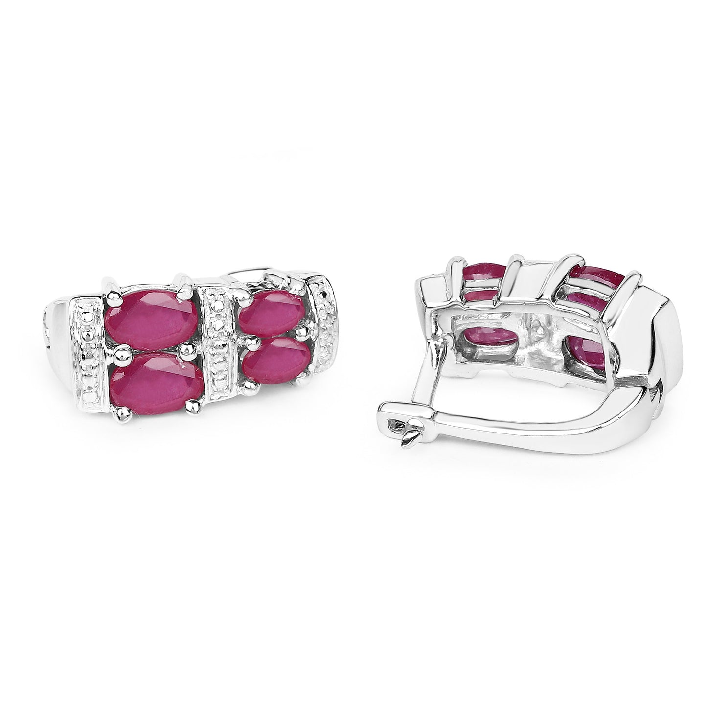 Natural Ruby Earrings 3.18 Carats Sterling Silver