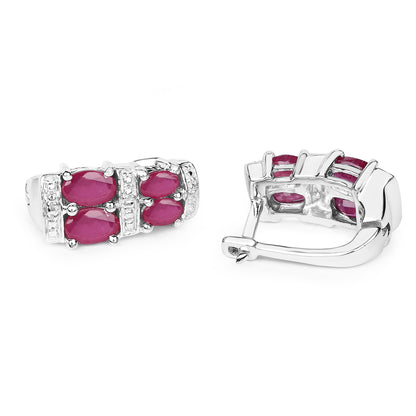 Natural Ruby Earrings 3.18 Carats Sterling Silver