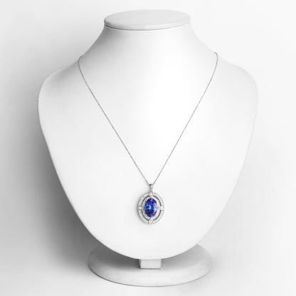 Natural Tanzanite Pendant With Diamonds 5.88 Carats 14K White Gold