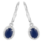 Natural Sapphire Earrings With White Topaz 2.18 Carats Sterling Silver
