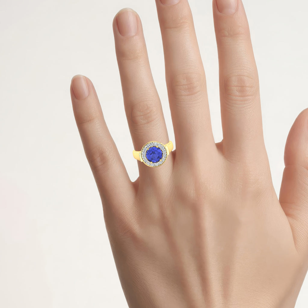 Tanzanite Ring With Diamonds 2.54 Carats 14K Yellow Gold