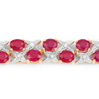Ruby Bracelet With Diamonds 16.4 Carats Gold Plated Silver