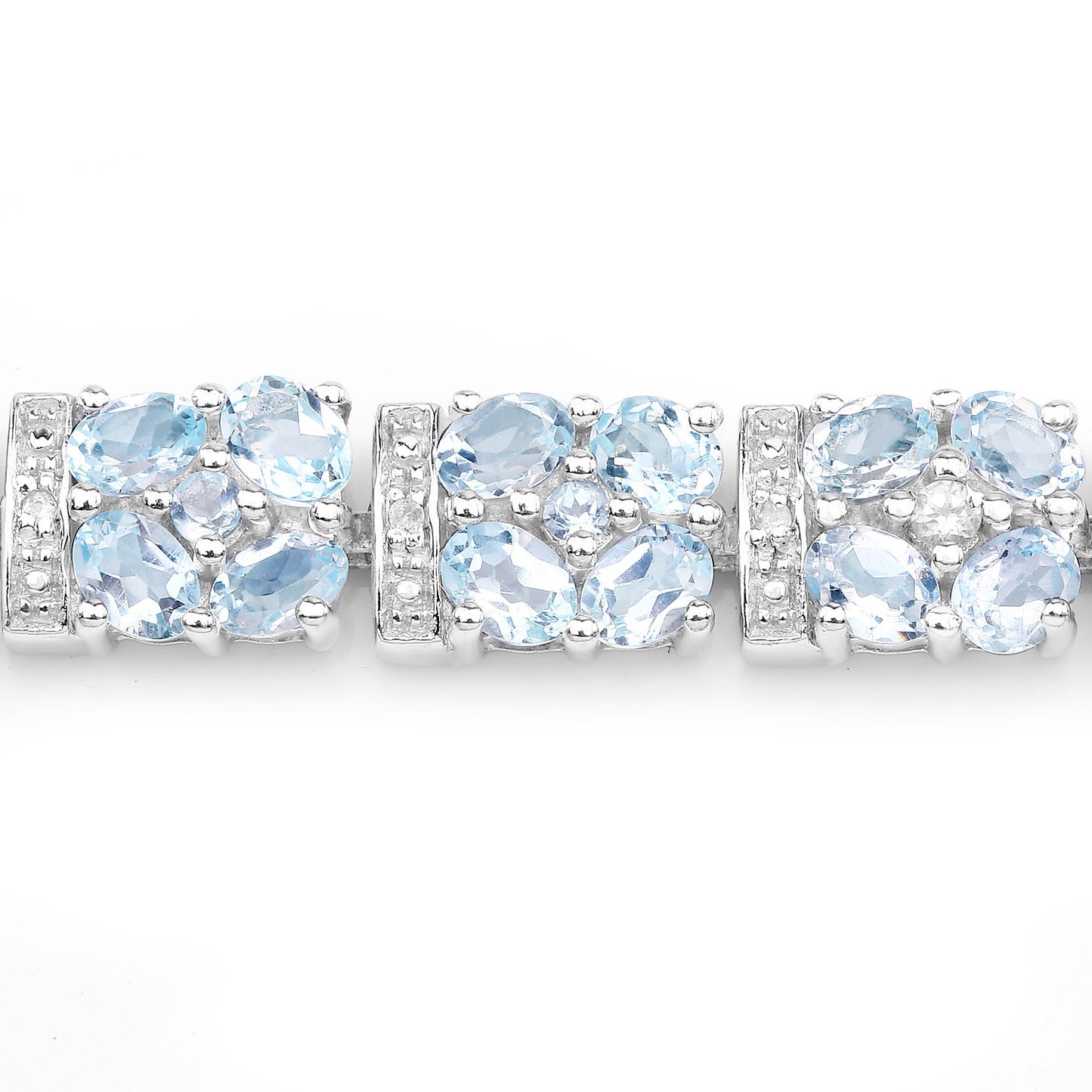Blue Topaz Tennis Bracelet White Topaz 15 Carats Sterling Silver