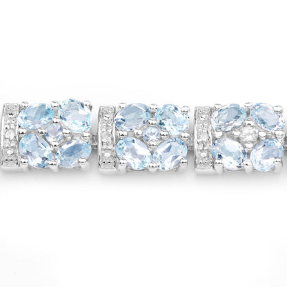 Blue Topaz Tennis Bracelet White Topaz 15 Carats Sterling Silver