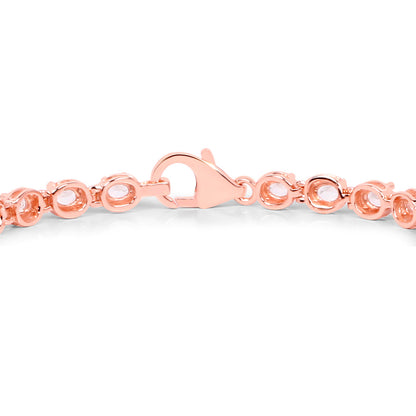 Morganite Tennis Bracelet 3.74 Carats 18K Rose Gold Plated Sterling Silver