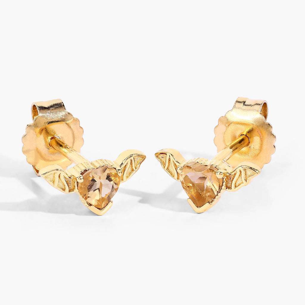 Citrine Bat Stud Earrings 0.34 Carats Gold Plated Silver