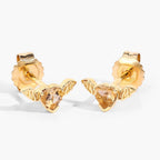 Citrine Bat Stud Earrings 0.34 Carats Gold Plated Silver