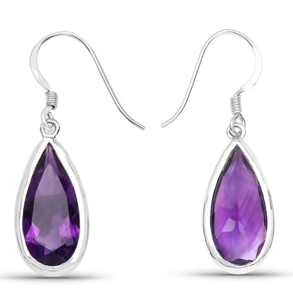Amethyst Earrings 10 Carats Sterling Silver