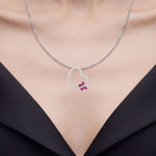 Ruby Heart Pendant With White Sapphire 0.48 Carats Sterling Silver