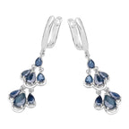 Blue Sapphire Chandelier Earrings 4.1 Carats Rhodium Plated Silver