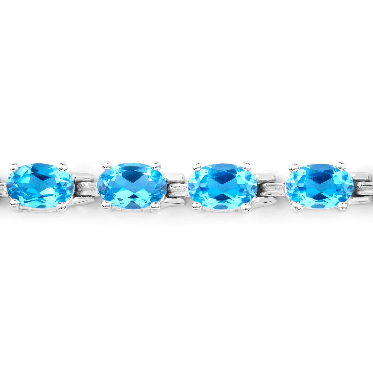Blue Topaz Tennis Bracelet 10.7 Carats Sterling Silver