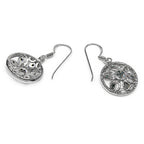 Blue Diamond Flower Earrings 0.12 Carats Sterling Silver