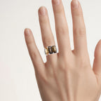 Smoky Quartz Ring With Citrine 8.1 Carats Sterling Silver
